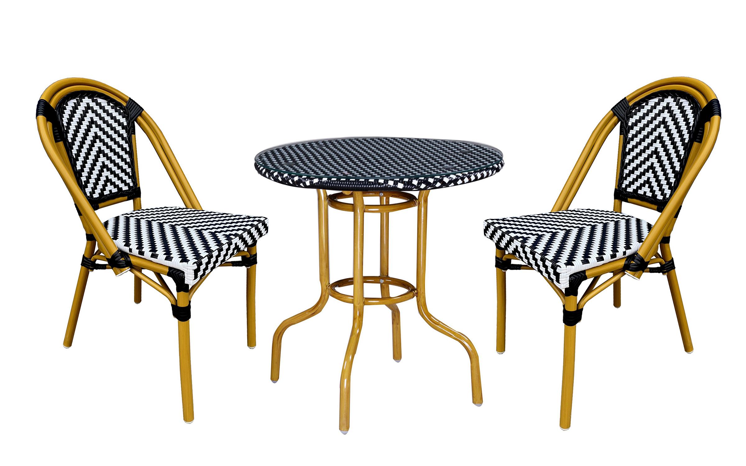 Σετ τραπέζι + καρέκλες Suzi, black&white  1